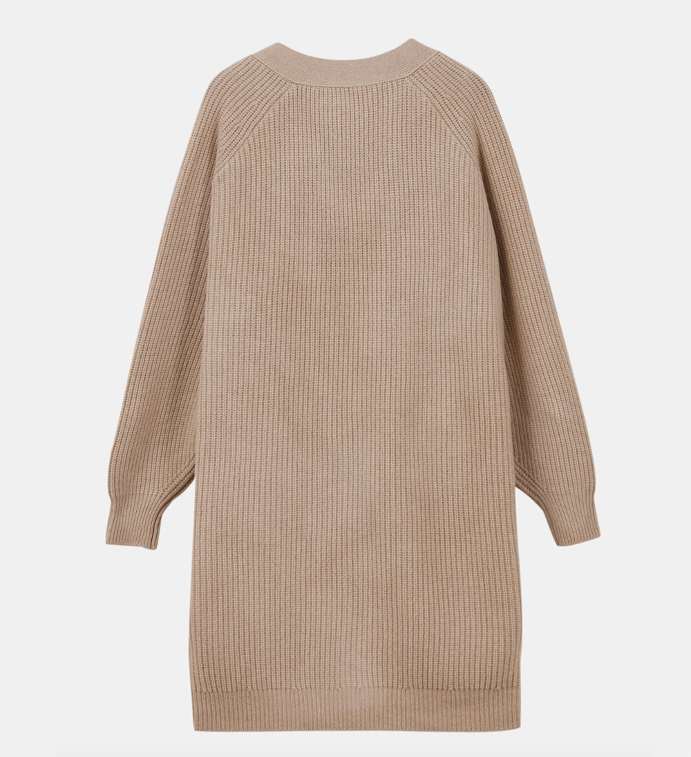 Ladies Chunky Long Camel Cardigan