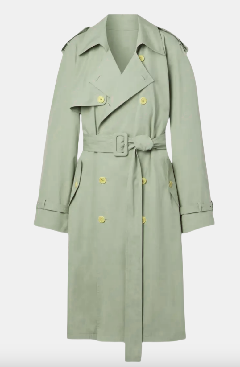 Cotton Trench Coat with Shoulder Patch