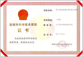 抚顺市科学技术奖励证书