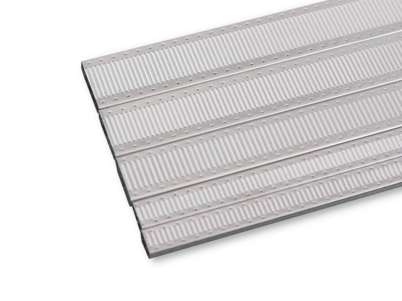 Embossed aluminum partition strip