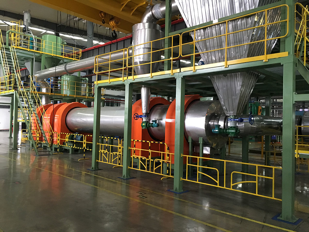 Qingdao Doublestar Waste Tire Pyrolysis, Granulation, Comprehensive Utilization, Heating and Drying Project - Rotary Dryer Application Site