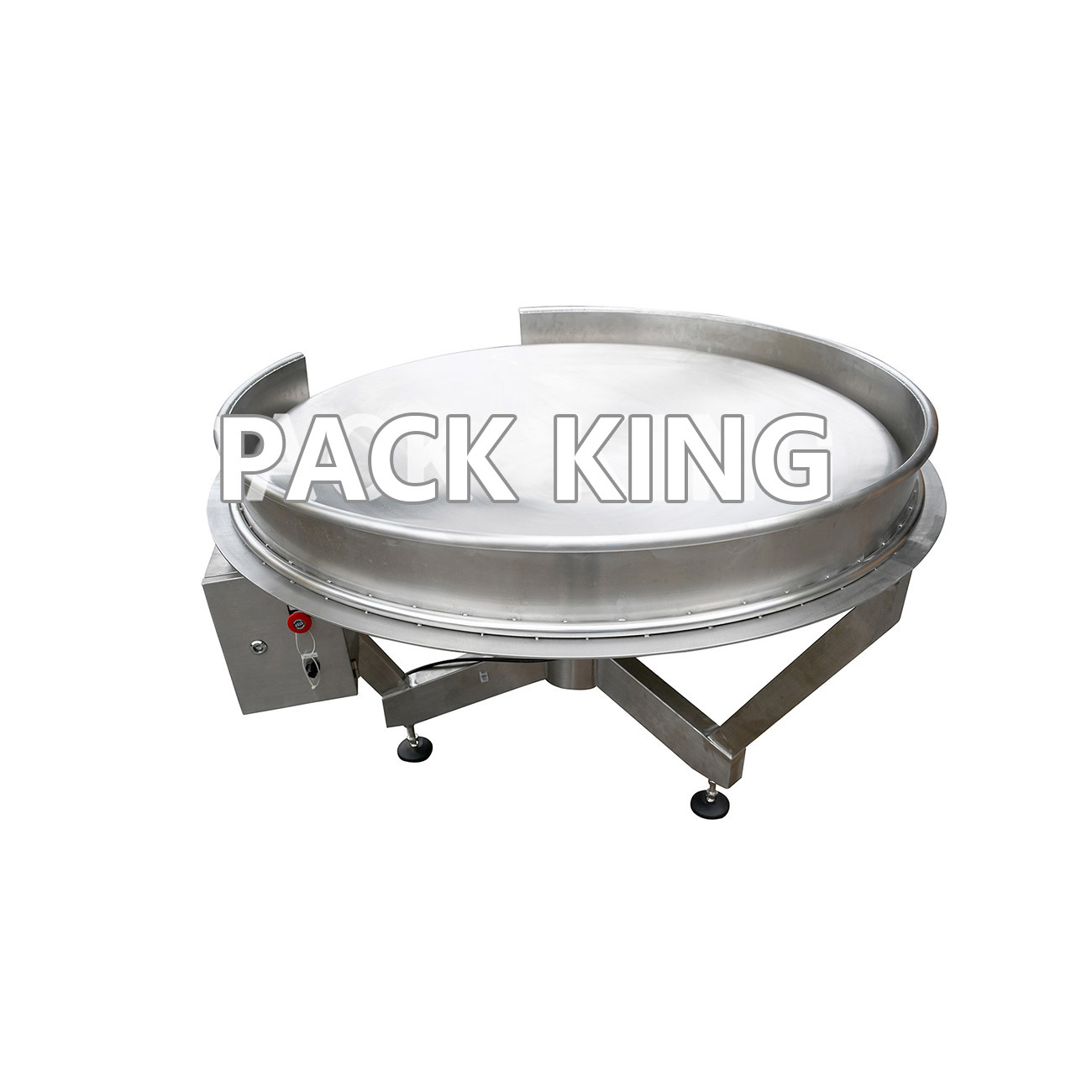 Flat surface rotary table with guardrail