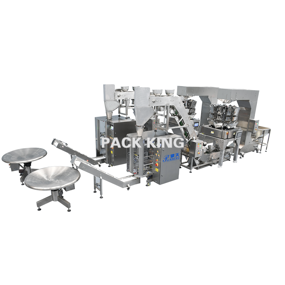 A packaging system for particulate products in workshops withlimited height