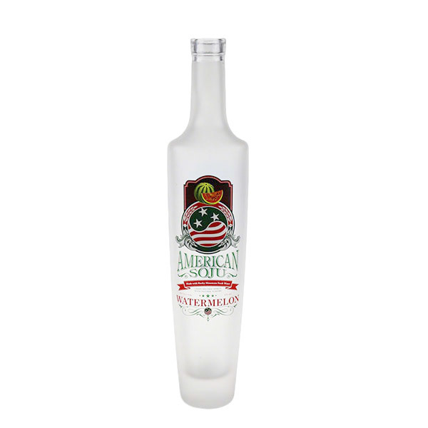 Cylindrical customized label empty tequila 75 cl 700ml 500ml frosted white glass bottle