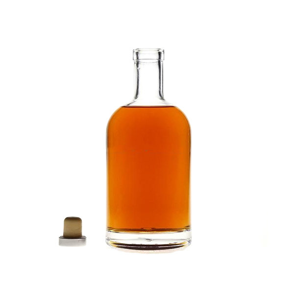 750ml Round Rum Glass Bottle with Cork Cap Screw Cap Glass Bottle For Wine