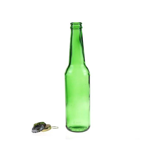 Green natural glass beer bottles