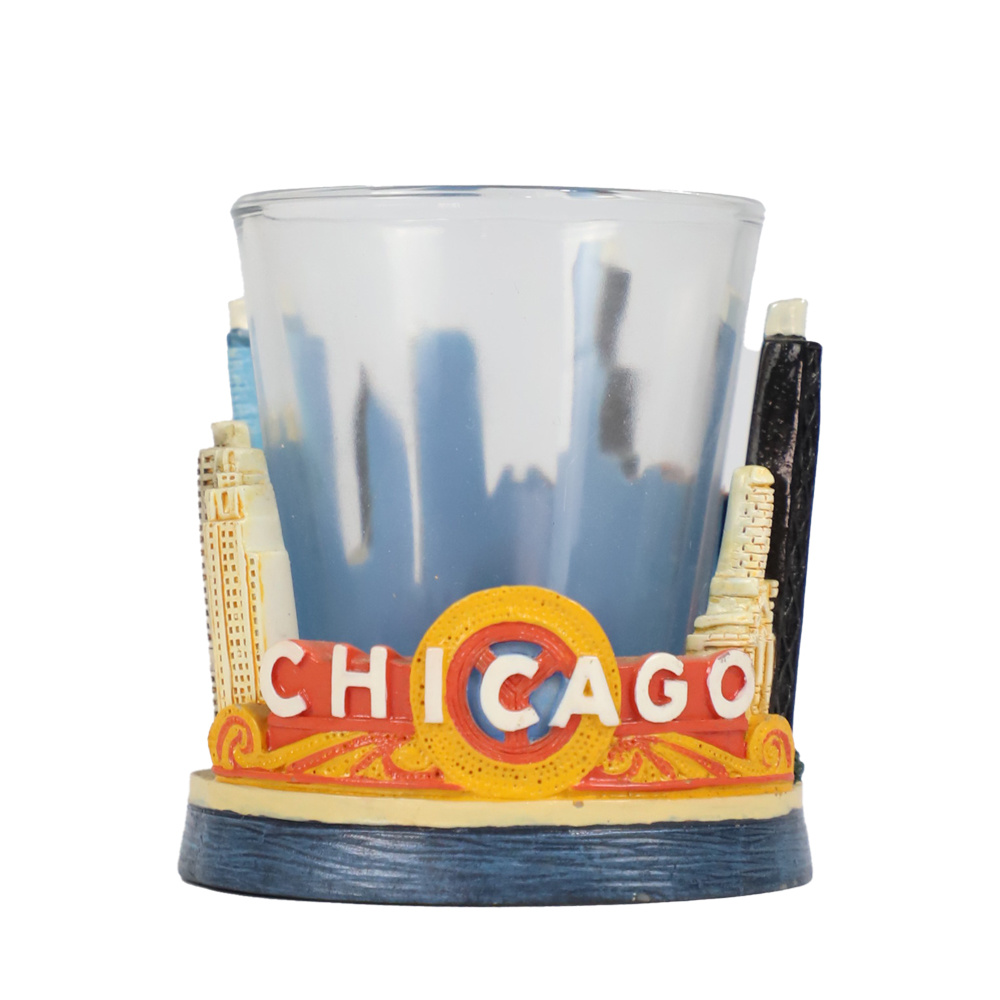 Chicago City Colored Glass Cup