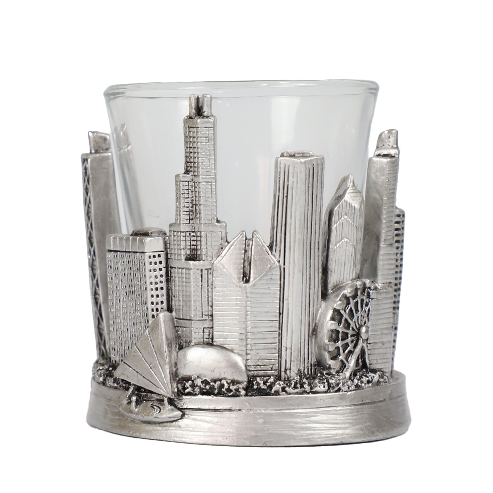 Chicago City Silver Glass Cup