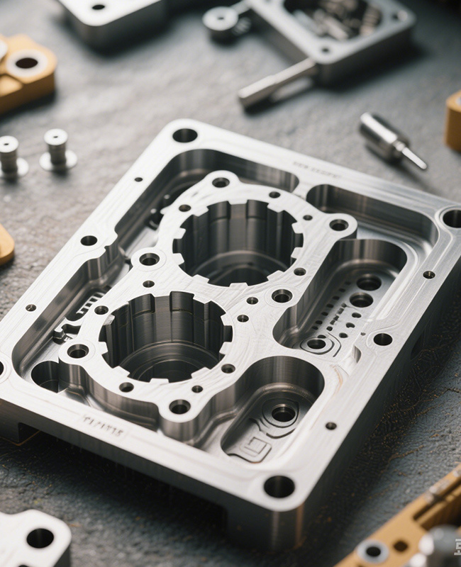 Several elements in plastic molds