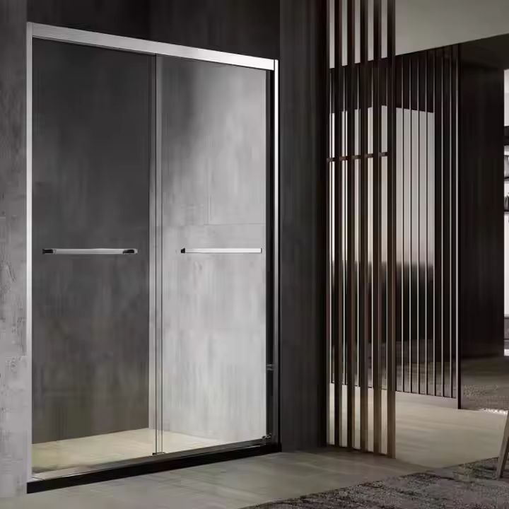 Factory Direct Sales Gold Stainless Steel Bathroom Sliding Shower Door Tempered Glass Shower Door