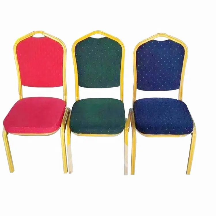 Cheap Price Free Sample Stackable Gold Metal Frame Party Event Chairs Fabric Hotel Wedding Banquet Chairs