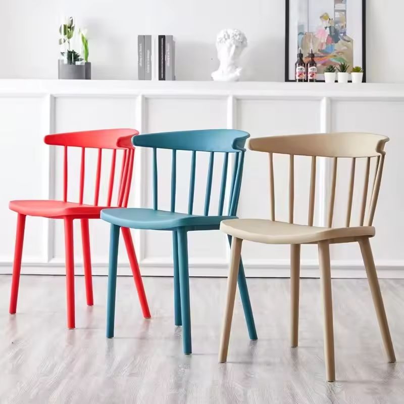 Modern Lazy Backrest Cafe PP Plastic Windsor Chair Casual Household Negotiation Stackable Dining Chair