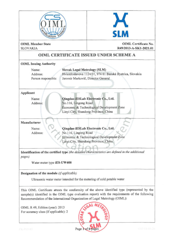 OIML Certificate OIML Certificate
