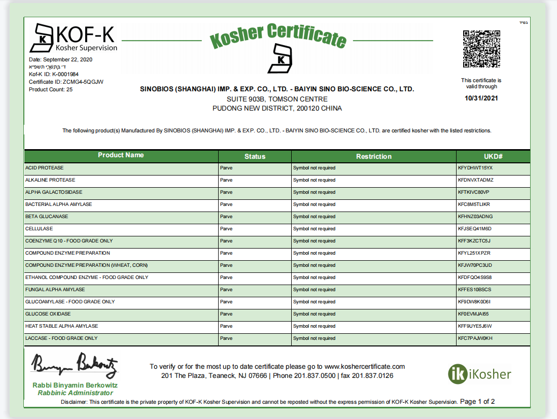 Kosher certification 2020-2021 Kosher certification 2020-2021