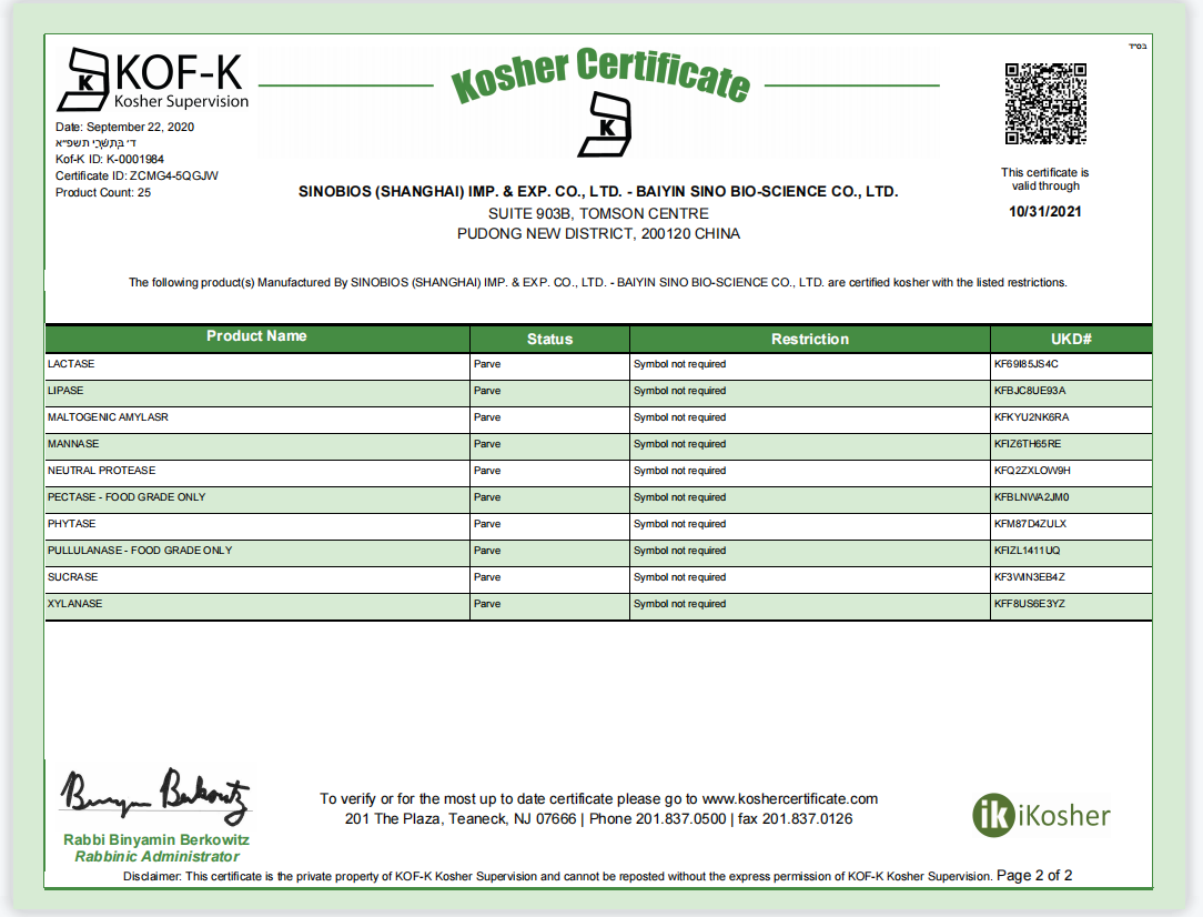 Kosher certification 2020-2021 Kosher certification 2020-2021