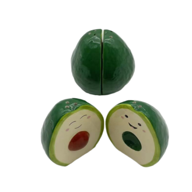 Happy Avocado Salt and Pepper Shakers