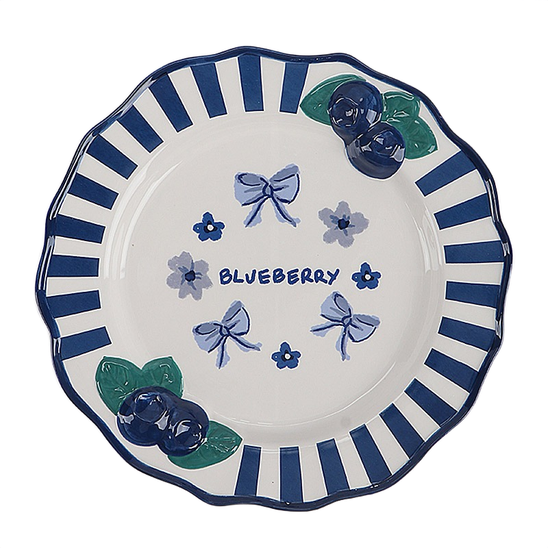 10 inch handpainting blueberry ceramic plate