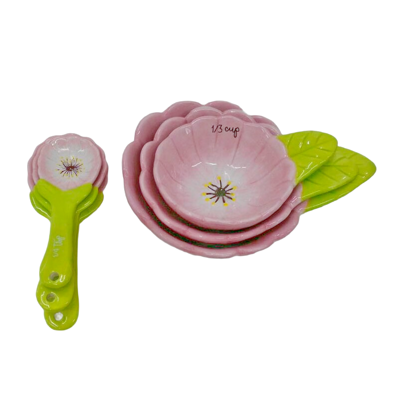 Ceramic blossom  Measuring Bowl and Spoon Set