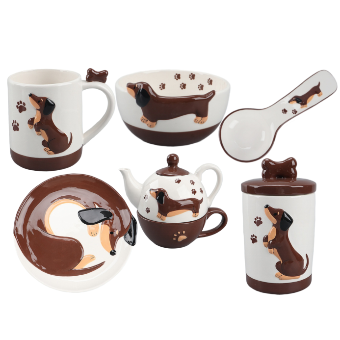 Ceramic Dachshund Dinner Set