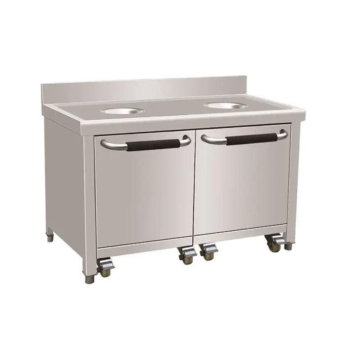 Stainless steel double bucket trolley