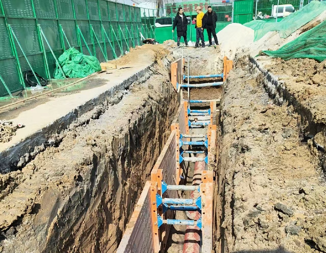 trench shoring in pipeline laying project in Xuzhou city