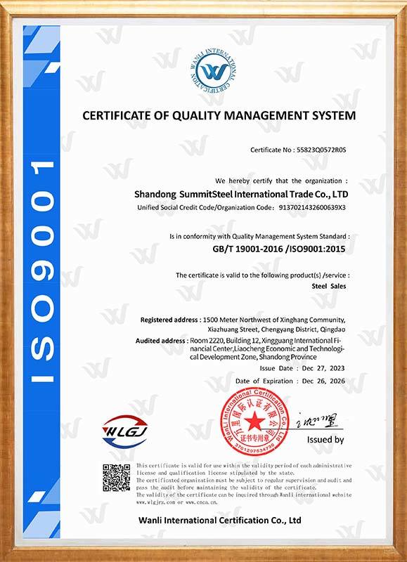 CERTIFICATE OF QUALITY MANAGEMENT SYSTEM CERTIFICATE OF QUALITY MANAGEMENT SYSTEM