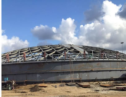 Design and installation of large reticulated shell oil tank