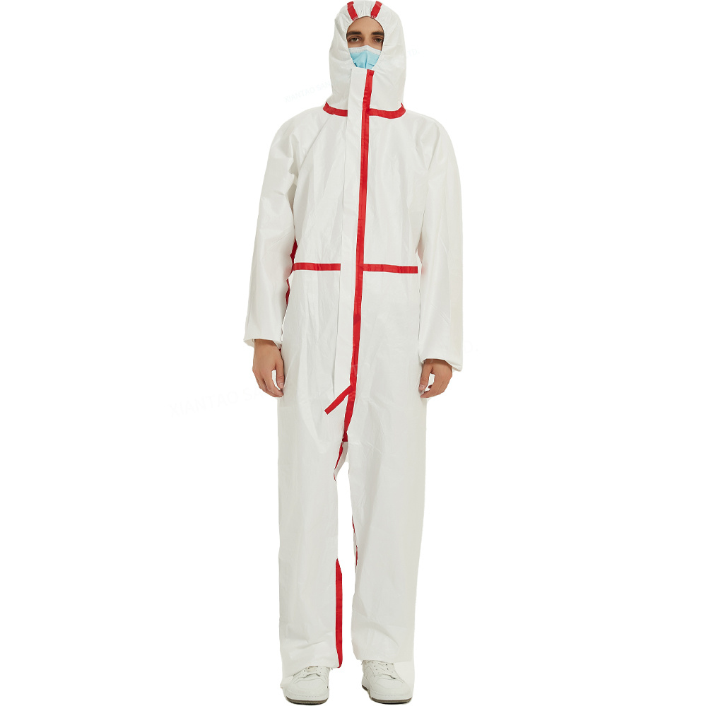Traje protector con capucha, sin pies, membrana transpirable, tiras adhesivas