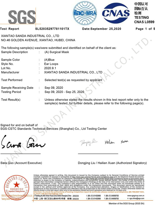 SGS Medical Surgery European Standard Type IIR Report