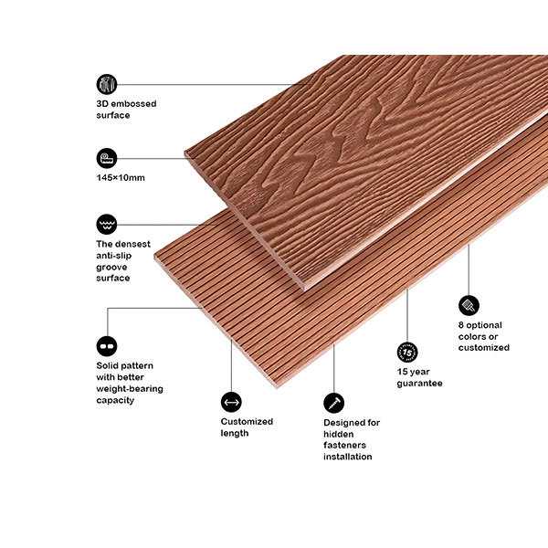 Redwood-colored embossed sauna board