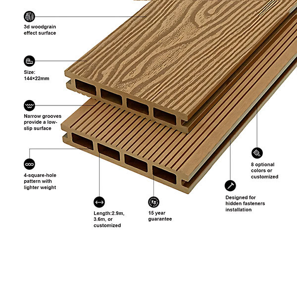 3D embossed square holeteak color