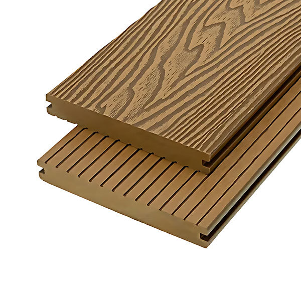 3D embossed solid floor in teak color