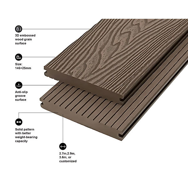 3D embossed solid floor in coffee color