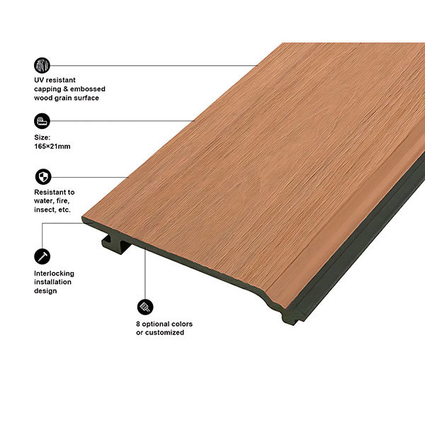 Teak co-extruded for wall-mounted panels