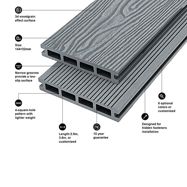 3D embossed square holes inlight gray