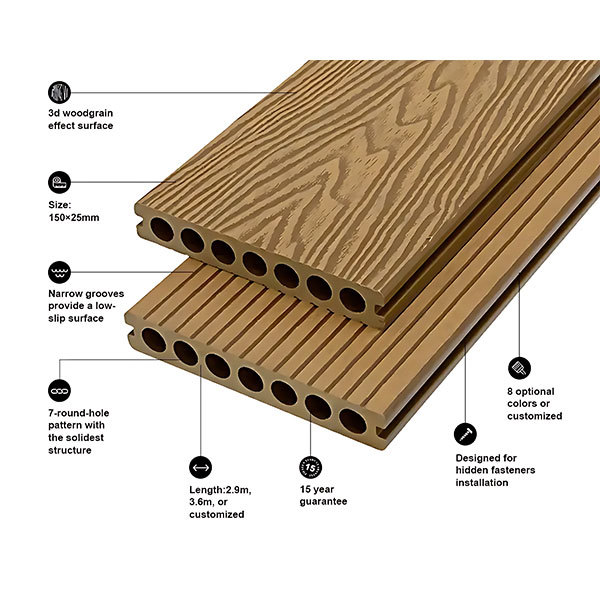 3D embossed teak color