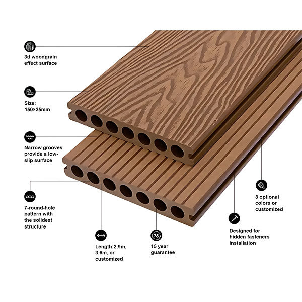 3D embossed teak color
