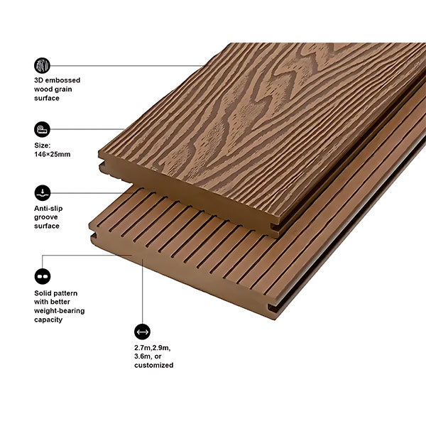 3D embossed solid floor in coffee color