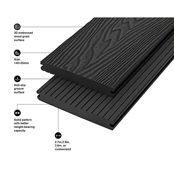 The 3D embossed solid floor is black and gray