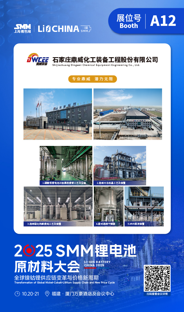 La Conférence SMM sur les matières premières pour batteries au lithium est sur le point de commencer! Dingwei Equipment vous invite à explorer de nouvelles opportunités dans l'industrie La Conférence SMM sur les matières premières pour batteries au lithium est sur le point de commencer! Dingwei Equipment vous invite à explorer de nouvelles opportunités dans l'industrie