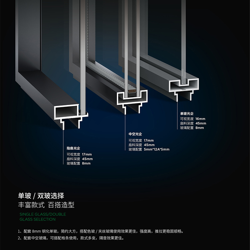 110二轨/170三轨极窄推拉门