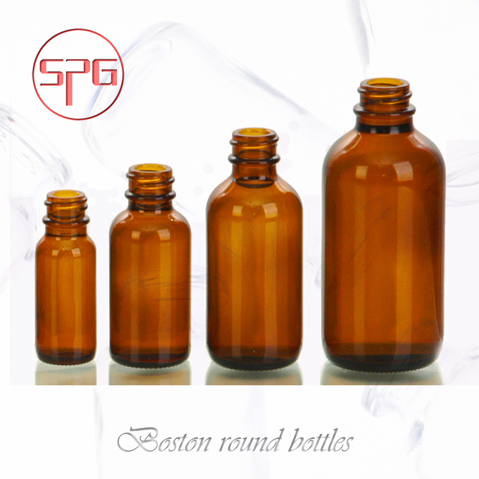 Amber Boston Round Bottles