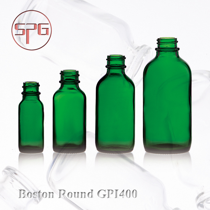 Green Boston round bottles