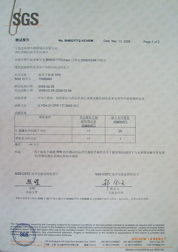 SGS detection through domestic food inspection SGS detection through domestic food inspection