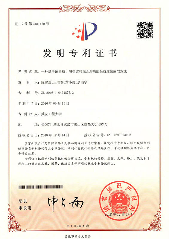 Patent certificate