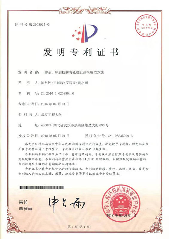 Patent certificate