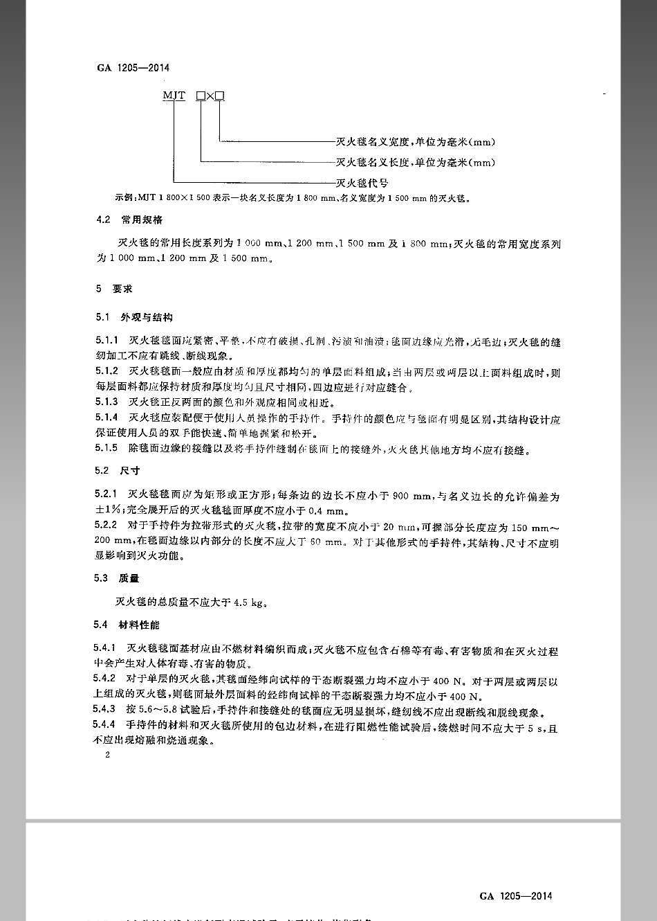 GA-1205-2014灭火毯