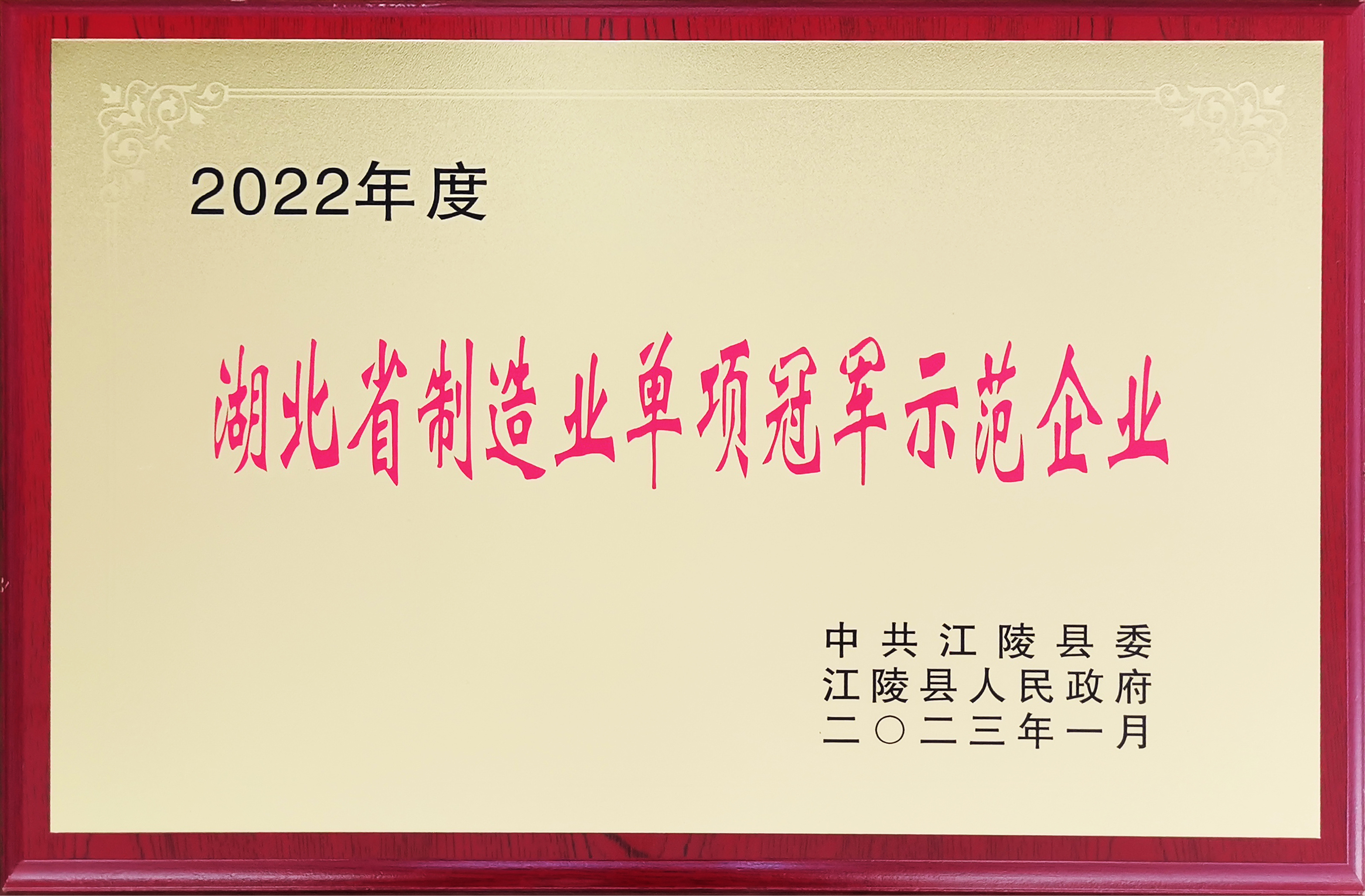 湖北省制造业单项冠军示范企业