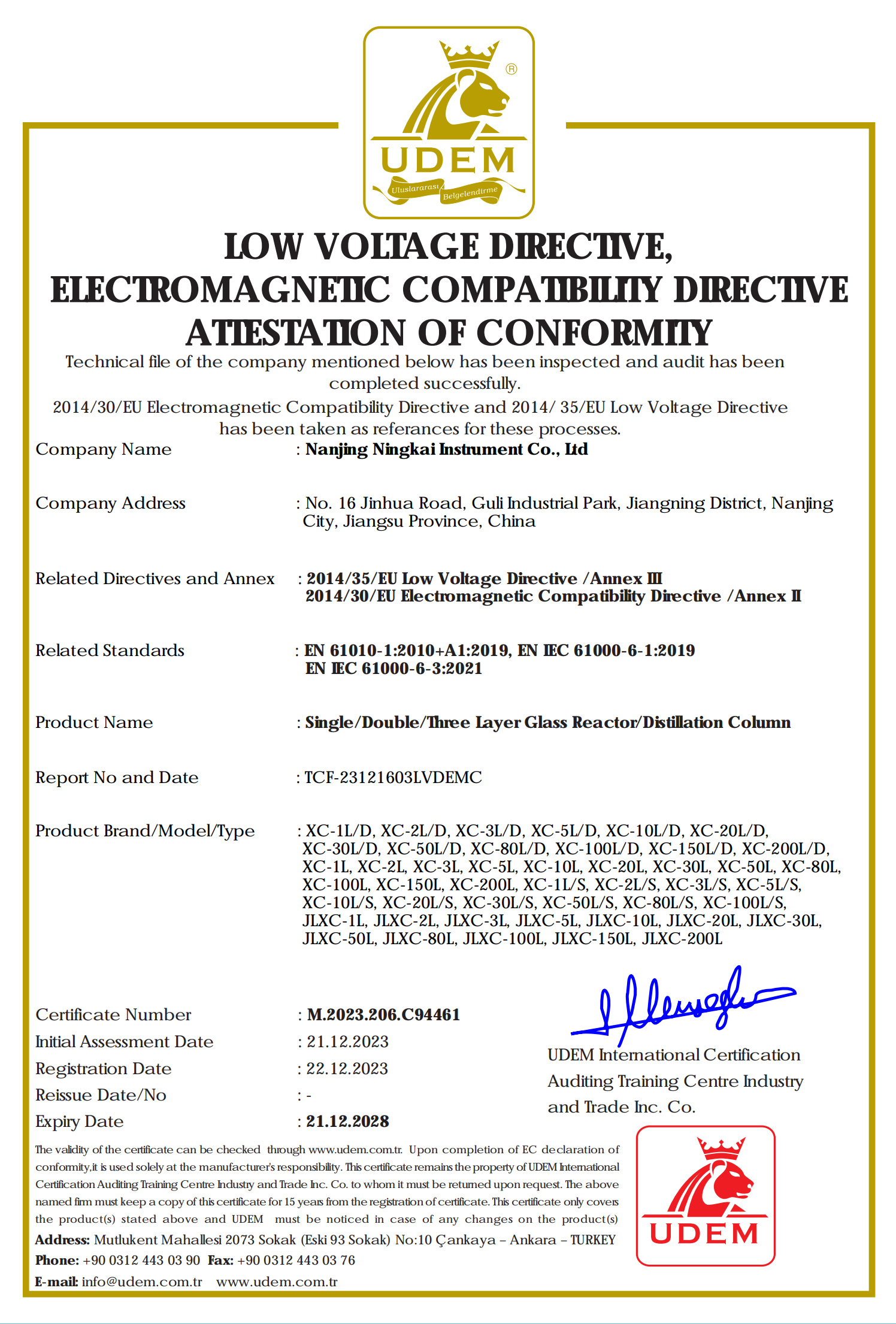Glass reaction kettle CE certification