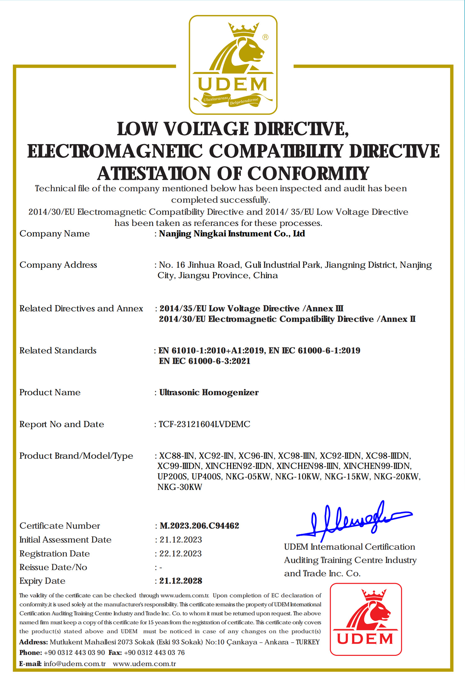 CE certification for ultrasonic cell disruptor